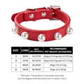 Red PU pet collar with pearls and studs, including size chart for dogs and cats - Size S (1.5cm*30cm) / Red