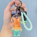 Space series mecha bear keychain with gradient color and mint braided strap - ABC Blocks Bear / Yellow