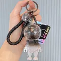 Cool Mecha robot keychain with black braided strap and pixelated astronaut helmet design - ABC Blocks Bear / Black