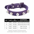 Purple PU leather pet collar with decorative pearl studs and detailed English size chart - Size S (1.5cm*30cm) / Purple