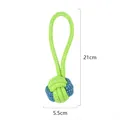 Durable green and blue braided cotton rope ball dog toy, size 1, 21cm long, 44g weight. - No. 1 / 21x5.5cm