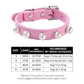 Adjustable pink PU leather pet collar with elegant pearl studs for dogs and cats - Pink