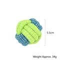 High-quality green and blue braided cotton rope ball chew toy for small dog teething - Number 2 / Diameter 5.5cm