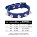 Blue PU leather pet collar with decorative pearls and size chart for dogs and cats - Dark Blue