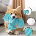 Blue squeaky elephant plush dog toy made of bite-resistant pineapple cotton fabric - Elephant Design / Blue