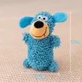 15cm blue plush squeaky dog toy with soft corn fleece texture for pet molar cleaning - Mop Dog / 15x11cm / Blue