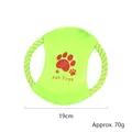 Neon green durable dog cotton rope toy with 19cm diameter and cute red paw print - No. 13 (B10102)