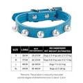 Blue pearl rivet pet collar with adjustable buckle and detailed size guide table - Light Blue