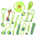 13-piece durable dog rope toy set for aggressive chewers in vibrant green and blue - 13-Piece Assortment (B10102)
