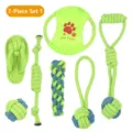 7-teiliges Set Baumwoll-Hundespielzeug in Neongrün und Blau zur Zahnreinigung - 7-Teiliges Sortiment A (B10102)