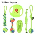 7-piece durable fluorescent green cotton rope dog toy set for molar teeth cleaning - 7-Piece Assortment B (B10102)