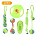 7-teiliges, neongrünes Baumwollseil-Hundespielzeug-Set für die Zahnpflege von Hunden - 7-Teiliges Sortiment B (B10102)