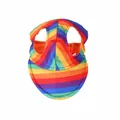 Rainbow striped pet sun hat with ear holes for small dogs and cats summer wear - S / Rainbow