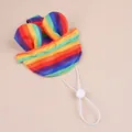 Chapeau de soleil arc-en-ciel pour animaux de compagnie avec oreilles et cordon réglable - S / Style Oreilles Rondes Arc-en-ciel (B04419) / Arc-en-ciel