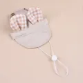 Chapeau de soleil beige pour animaux avec oreilles de lapin à carreaux et cordon - S / Style Oreilles de Lapin à Carreaux Beige (B04419) / Plaid beige