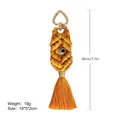 Handmade macrame keychain with evil eye bead and tassel, 7.1 inch yellow variant - Yellow