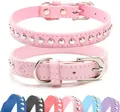 Durable pink leather pet collar with anti-bite metal rivets for medium large dogs - XS (Single Row Rivets) / Pink