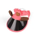 Chapeau pare-soleil rose pour animaux avec broderie d'ours et trous d'oreilles pour chats - S / Style Broderie Ours (B06215) / Rose