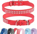 Collier pour chien en cuir véritable avec clous, variante rouge avec choix de couleurs - Rouge