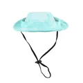 Chapeau de soleil d'été bleu clair pour animaux avec mentonnière réglable pour chats - S / Vert