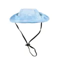 Chapeau de soleil bleu clair pour petits chiens et chats avec sangle de menton réglable - S / Bleu
