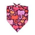 Pink Valentine's Day pet bandana featuring cartoon elephant patterns for cats and dogs - L64*45*45 / Purple Elephant