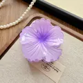Detailed macro view of the purple gradient flower hair claw clip's acrylic texture - Camellia / 8cm / Purple
