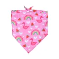 Pink pet bandana with cartoon flamingo, rainbow and watermelon prints for dogs and cats - L64*45*45 / Pink Flamingo Rainbow
