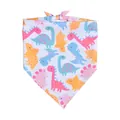 Cute pet bandana for dogs and cats featuring colorful cartoon dinosaur print patterns - L64*45*45 / Pink Dinosaur