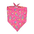 Vibrant pink pet bandana featuring a cute ice cream cone pattern for cats and dogs - L64*45*45 / Pink Rainbow Dessert