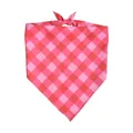 Pink and red checkered pet bandana bib for cats and dogs Valentine's theme - L64*45*45 / Pink Gingham