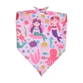 Cute pink pet bandana featuring mermaid and sea creature patterns for cats and dogs - L64*45*45 / Pink Mermaid Marine