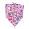 Pink pet bandana with cute unicorn and flamingo patterns for cats and dogs - L64*45*45 / Pink Unicorn Flamingo