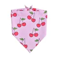 Sweet pink pet bandana with vibrant red cherry patterns, ideal for dogs and cats. - L64*45*45 / Pink Cherry Print