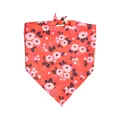 Red floral pet bandana bib with cute pink and white flower pattern for cats and dogs - L64*45*45 / Red Pink Floral