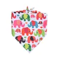Pet bandana featuring a colorful cartoon elephant pattern on a clean white background. - L64*45*45 / White Colorful Elephant