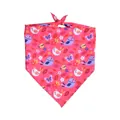 Pink pet bandana with cute cartoon bird and butterfly pattern for cats and dogs - L64*45*45 / Spring Birds