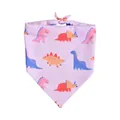 Soft pink pet bandana scarf featuring colorful cartoon dinosaur patterns for cats and dogs - L64*45*45 / Pink Cartoon Dinosaur