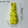 Lapin de Pâques floqué jaune vif avec ruban décoratif pour décoration de fête - 20cm de hauteur / Jaune Citron