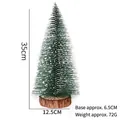 Mini snowy cedar Christmas tree on wood base, 35cm height desktop decoration. - 35cm Christmas Tree