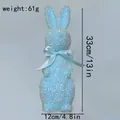 Light blue glitter Easter bunny figurine with dimensions 33cm by 12cm and weight 61g - 33cm Height / Blue