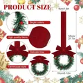 Pequeña corona de Navidad con lazo rojo, decoración colgante estilo granja con medidas - Corona de Lazo de Terciopelo Rojo
