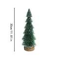 30cm kunstmatige mini besneeuwde kerstboom met een natuurlijke rustieke houten basis - Pagode Besneeuwde Stijl / 30cm