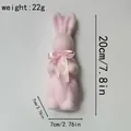 Figurine de lapin de Pâques floqué rose avec ruban, hauteur 20 cm, variant SKU - 20cm de hauteur / Rose Sakura
