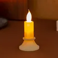 Realistic LED flameless candle with a warm flickering light for festive holiday table decoration - Beige Small