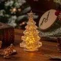 Detailed view of mini glowing crystal Christmas tree with warm LED lights for desk decoration - S / Transparent Yellow Light