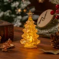 Macro detail of a glowing mini LED Christmas tree light on a cozy rustic wooden table - S / Glitter Yellow Light