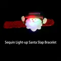 Christmas Santa Claus slap bracelet with sequined band and LED glowing lights - Santa Claus (Sequin Style) / Glowing Sequin Cloth