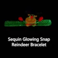 Festive Christmas reindeer slap bracelet featuring green sequins and glowing LED lights for kids - Reindeer (Sequin Style) / Glowing Sequin Cloth