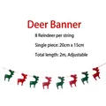 Christmas reindeer hanging banner decoration with 8 red and green non-woven flags 2m - Non-woven Reindeer Banner / 8 Panels (3m Length)